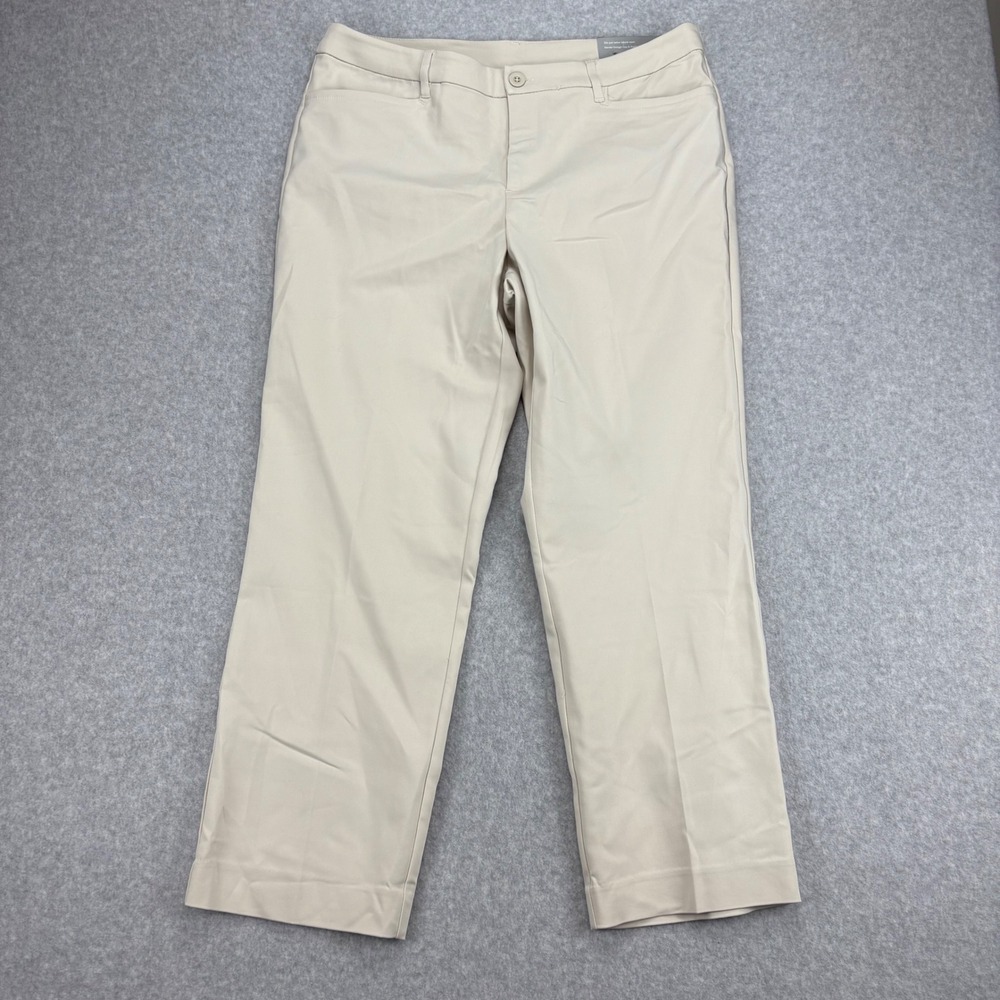Christopher & Banks Pants Womens Short 14 Khaki Stretch Straight Career Office